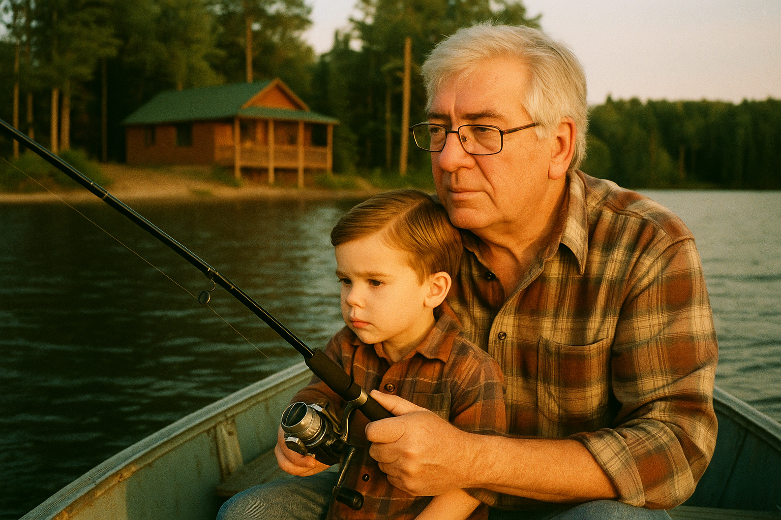 Brandon fishing with his grandson